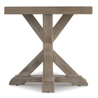 Canapé Beachcroft Nuvella marron/beige avec table basse et table d'appoint - 83 L x 37 P x 36 H
