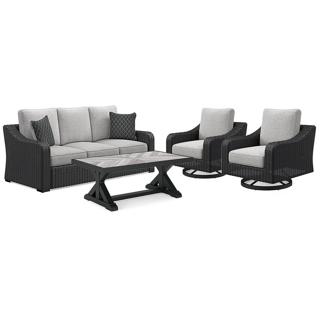 Canapé d'extérieur Signature Design by Ashley Beachcroft et 2 chaises avec table basse