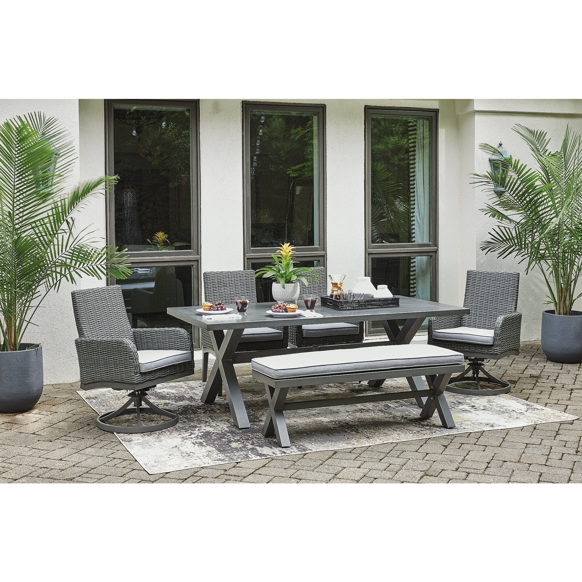 Ensemble de salle à manger d'extérieur Elite Park Gray, 6 pièces, Signature Design by Ashley - 80 l x 42 p x 29 h