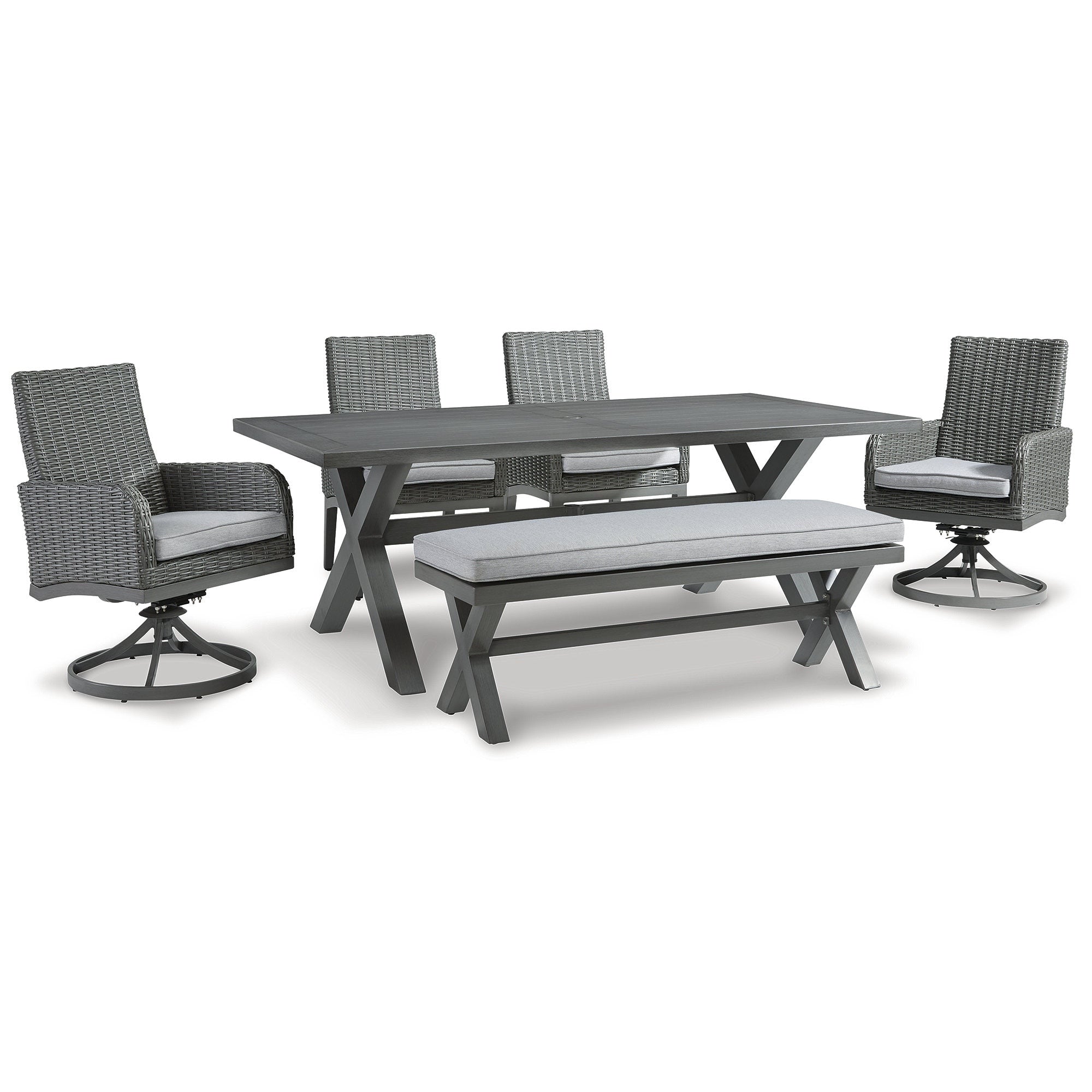 Ensemble de salle à manger d'extérieur Elite Park Gray, 6 pièces, Signature Design by Ashley - 80 l x 42 p x 29 h