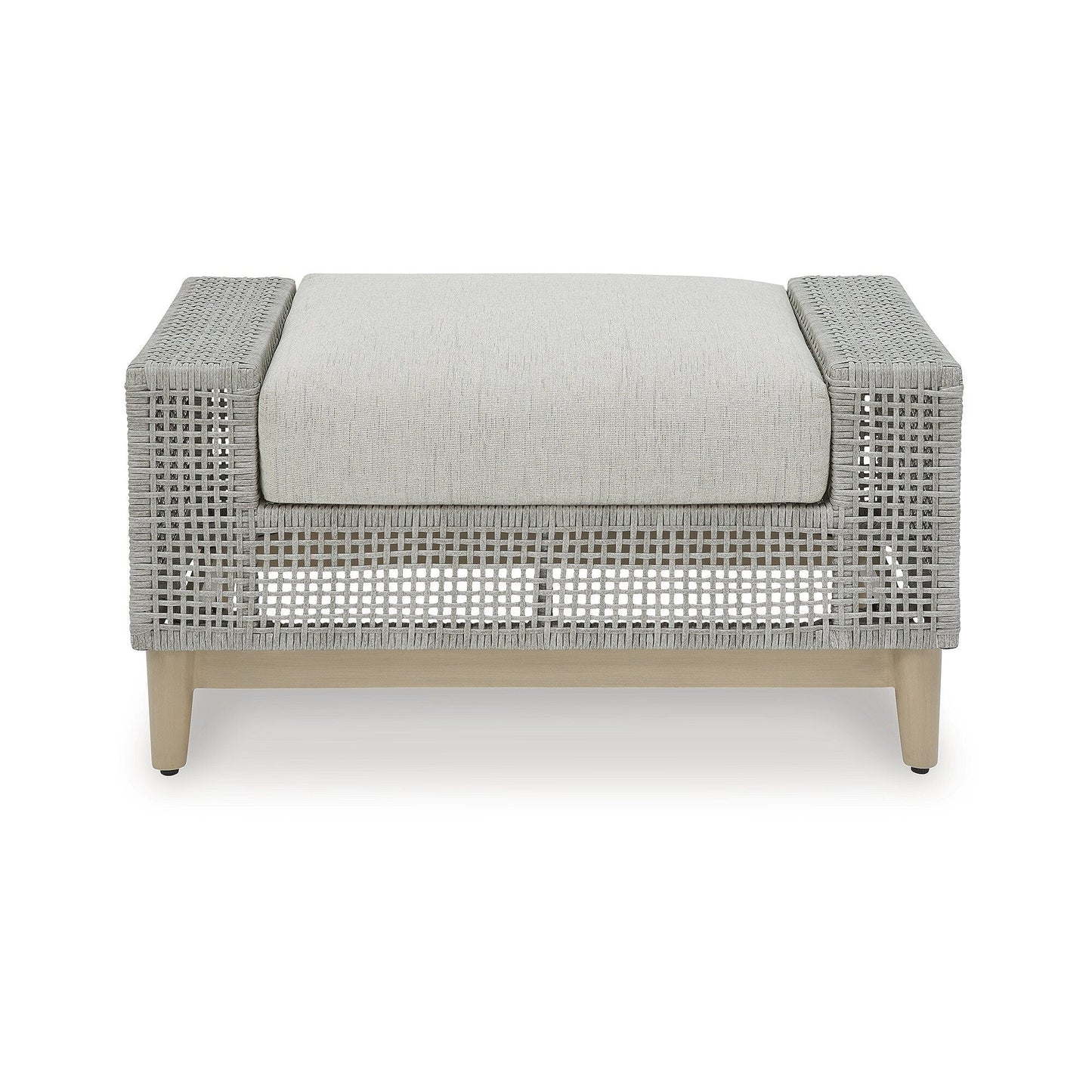 Ottoman d'extérieur gris Signature Design by Ashley Seton Creek avec coussin - 35,13 L x 24,5 P x 19 H