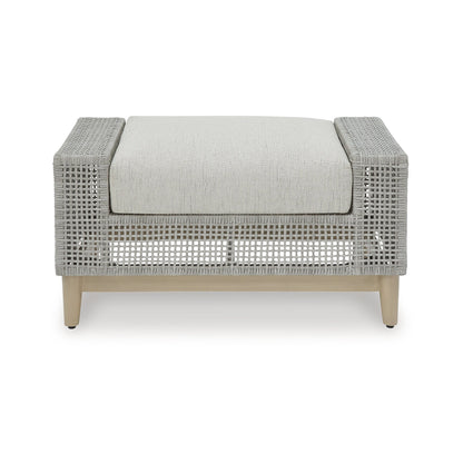 Ottoman d'extérieur gris Signature Design by Ashley Seton Creek avec coussin - 35,13 L x 24,5 P x 19 H