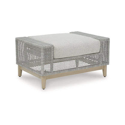 Ottoman d'extérieur gris Signature Design by Ashley Seton Creek avec coussin - 35,13 L x 24,5 P x 19 H