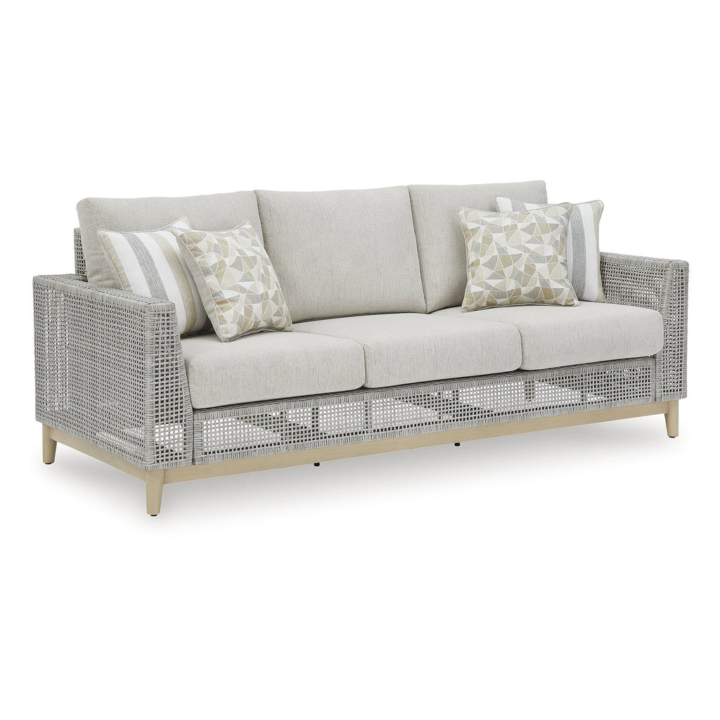 Canapé d'extérieur gris Seton Creek Signature Design by Ashley avec coussin - 82,63 L x 36,25 P x 35,88 H