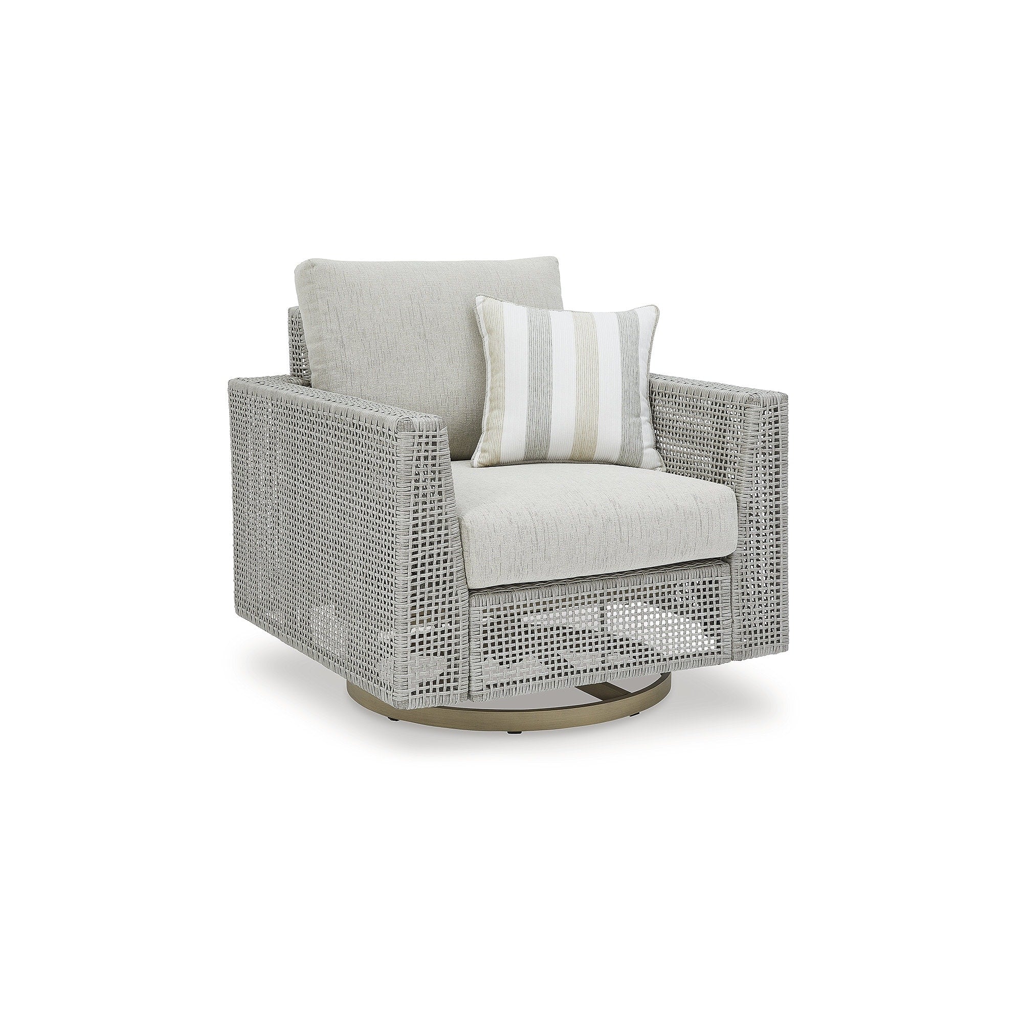 Salon d'extérieur pivotant gris Signature Design by Ashley Seton Creek avec coussin - 36,38 L x 35 P x 36 H