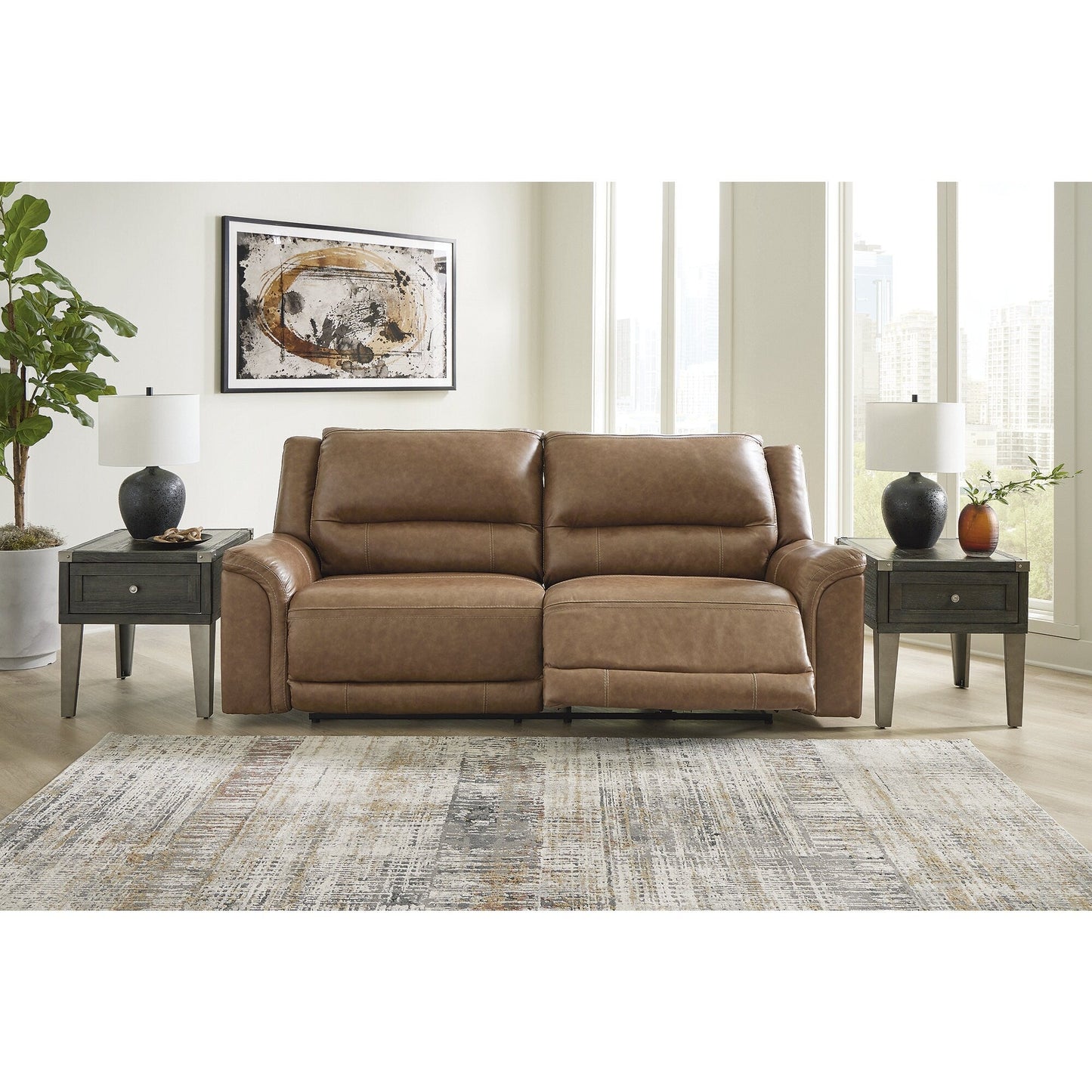 Canapé inclinable électrique Signature Design by Ashley Trasimeno Caramel - 92 L x 40 P x 42 H