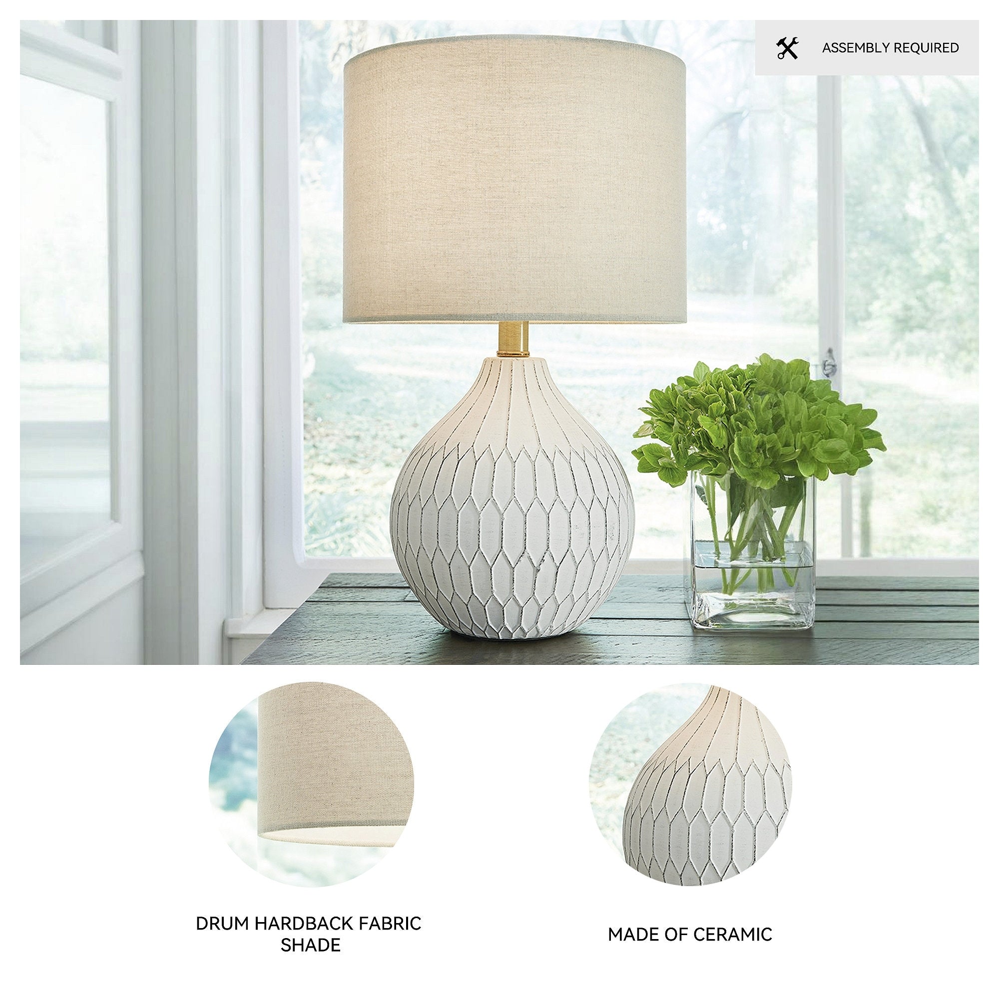 Lampe de table blanche et ivoire Signature Design by Ashley Wardmont - 17,5 po
