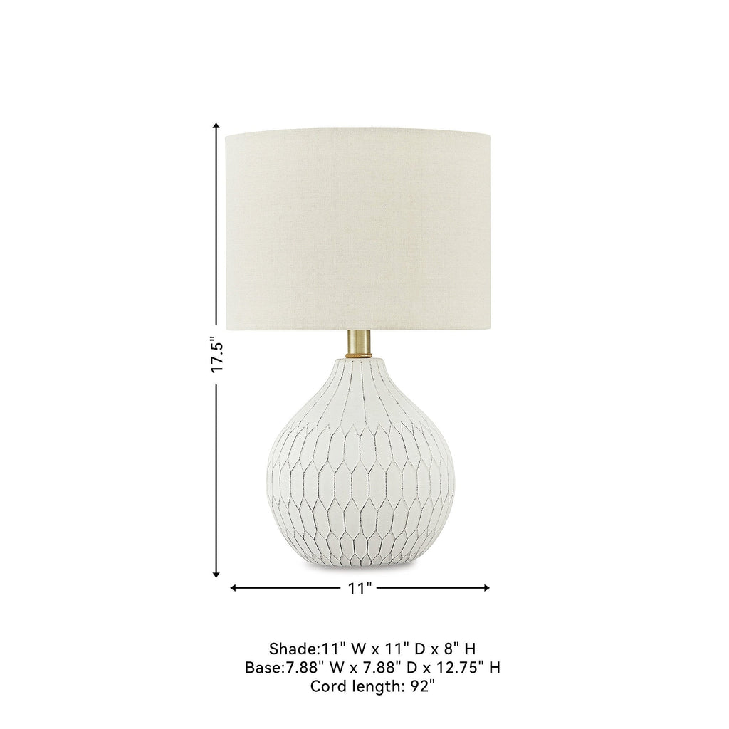 Lampe de table blanche et ivoire Signature Design by Ashley Wardmont - 17,5 po