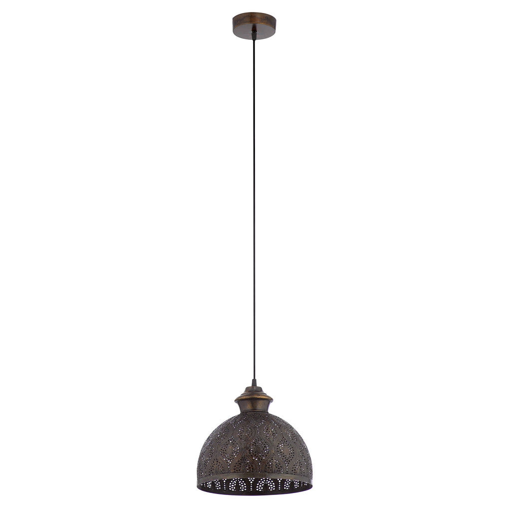 Suspension Sigrid River of Goods en bronze antique avec abat-jour en forme de bol - 11 x 11 x 11,25/70,25