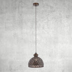 Suspension Sigrid River of Goods en bronze antique avec abat-jour en forme de bol - 11 x 11 x 11,25/70,25
