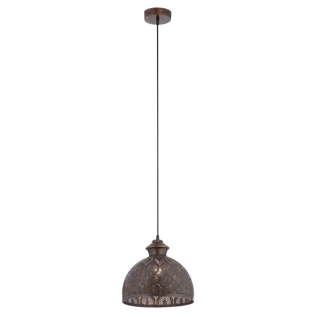 Suspension Sigrid River of Goods en bronze antique avec abat-jour en forme de bol - 11 x 11 x 11,25/70,25