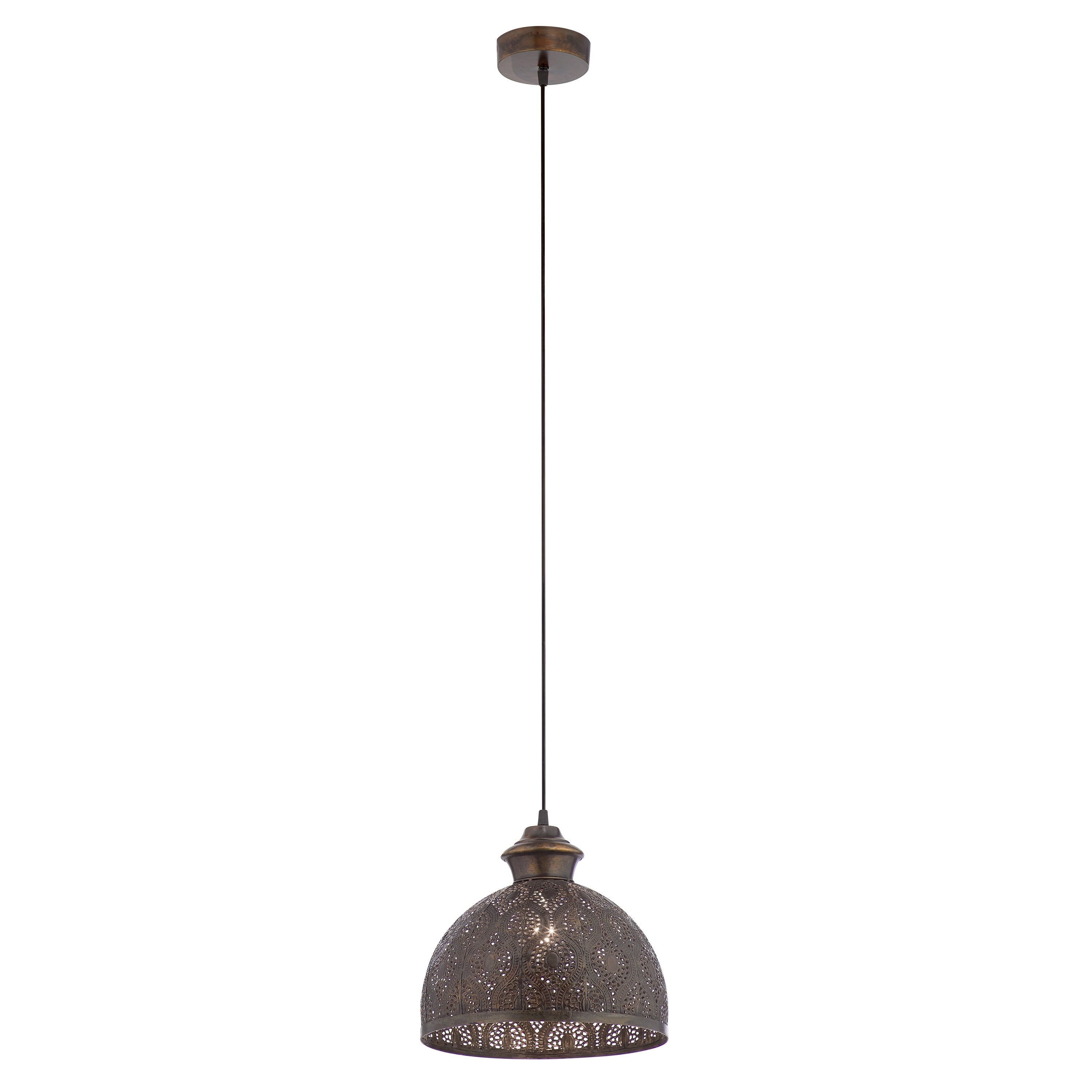Suspension Sigrid River of Goods en bronze antique avec abat-jour en forme de bol - 11 x 11 x 11,25/70,25