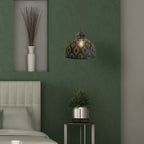 Suspension Sigrid River of Goods en bronze antique avec abat-jour en forme de bol - 11 x 11 x 11,25/70,25