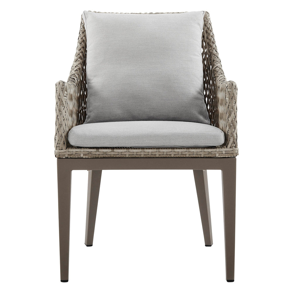 Ensemble de salle à manger d'extérieur Silvana 7 pièces en aluminium gris avec tissu gris