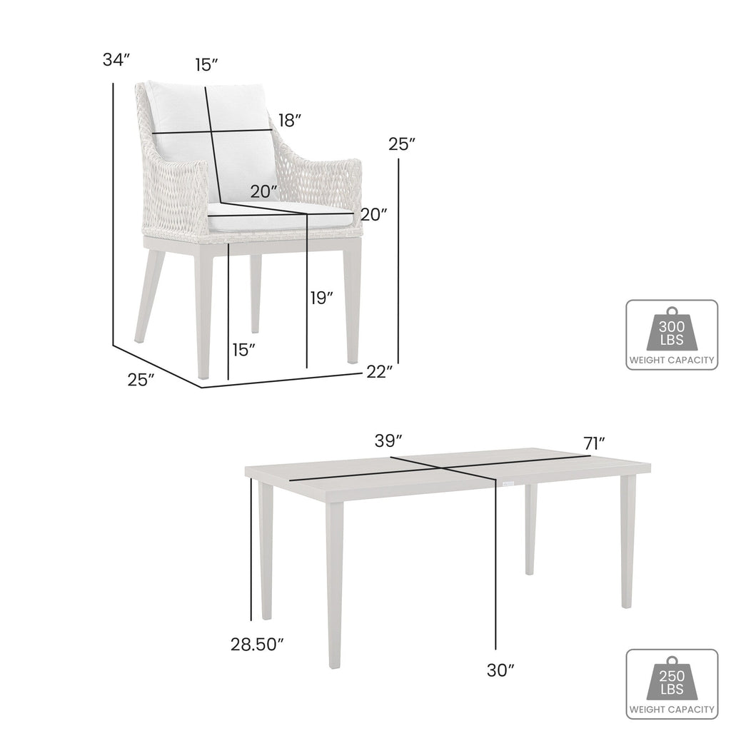 Ensemble de salle à manger d'extérieur Silvana 7 pièces en aluminium gris avec tissu gris