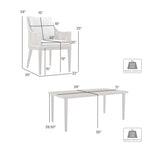 Ensemble de salle à manger d'extérieur Silvana 7 pièces en aluminium gris avec tissu gris