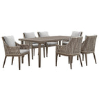 Ensemble de salle à manger d'extérieur Silvana 7 pièces en aluminium gris avec tissu gris