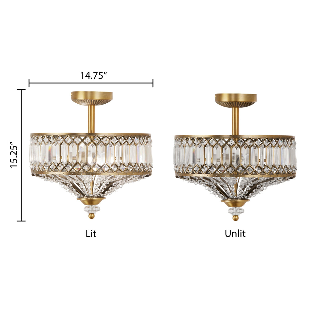 Luminaire semi-encastré en verre à plusieurs niveaux Silver Orchid Furey, bronze/or - 14,75 L x 14,75 l x 15,25 H