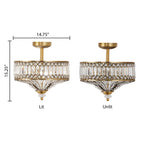 Luminaire semi-encastré en verre à plusieurs niveaux Silver Orchid Furey, bronze/or - 14,75 L x 14,75 l x 15,25 H