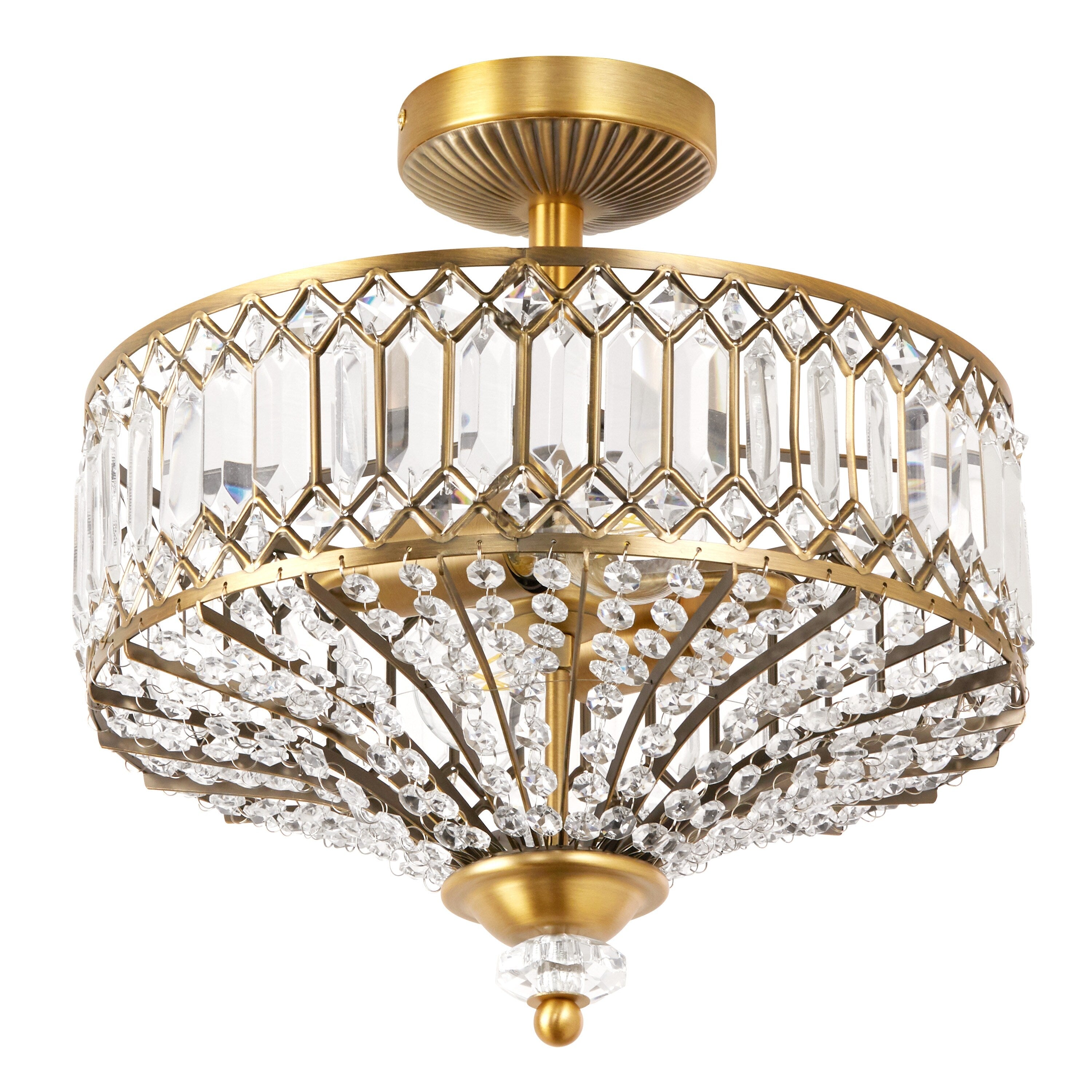 Luminaire semi-encastré en verre à plusieurs niveaux Silver Orchid Furey, bronze/or - 14,75 L x 14,75 l x 15,25 H