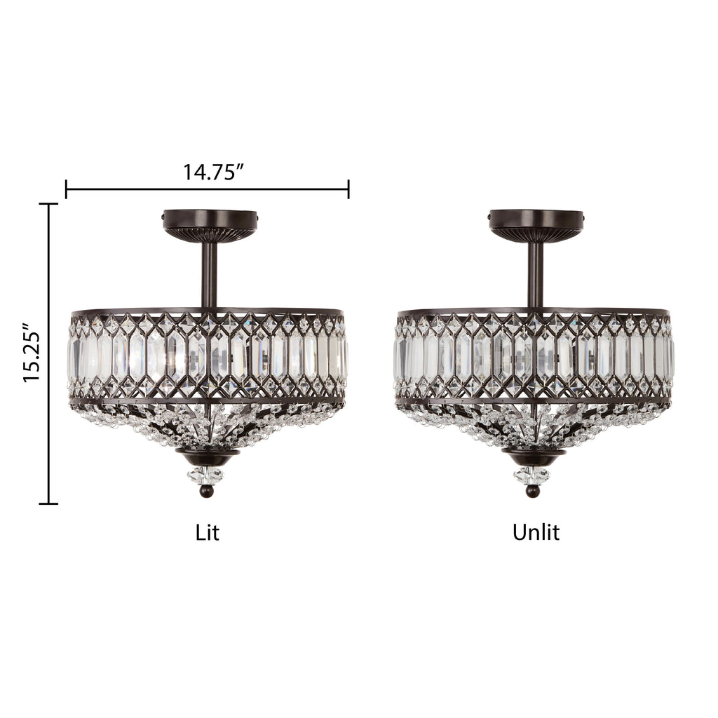 Luminaire semi-encastré en verre à plusieurs niveaux Silver Orchid Furey, bronze/or - 14,75 L x 14,75 l x 15,25 H