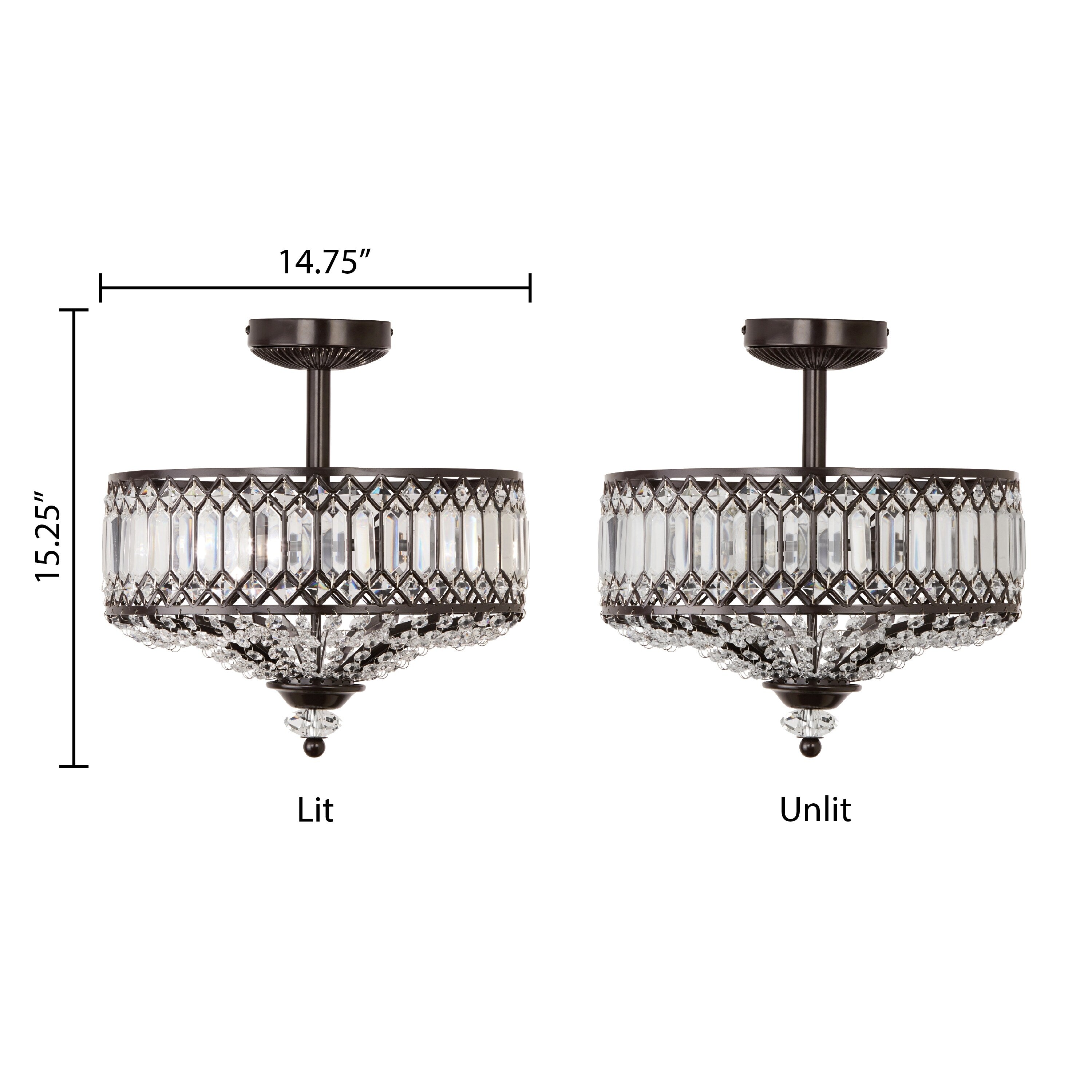 Luminaire semi-encastré en verre à plusieurs niveaux Silver Orchid Furey, bronze/or - 14,75 L x 14,75 l x 15,25 H