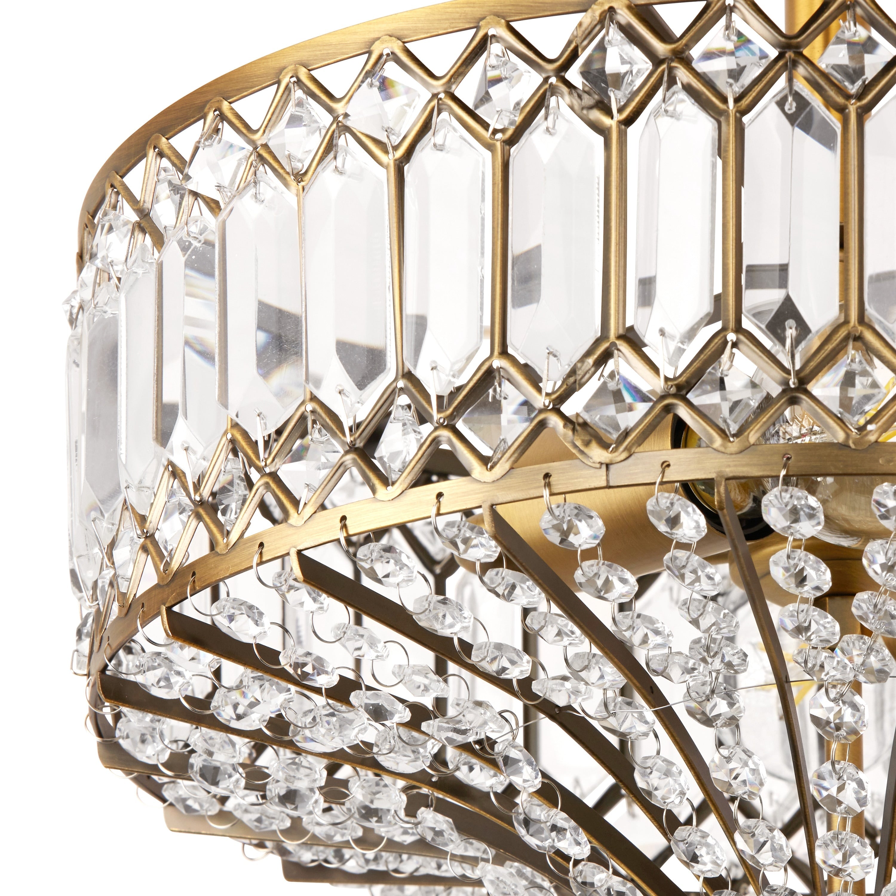 Luminaire semi-encastré en verre à plusieurs niveaux Silver Orchid Furey, bronze/or - 14,75 L x 14,75 l x 15,25 H