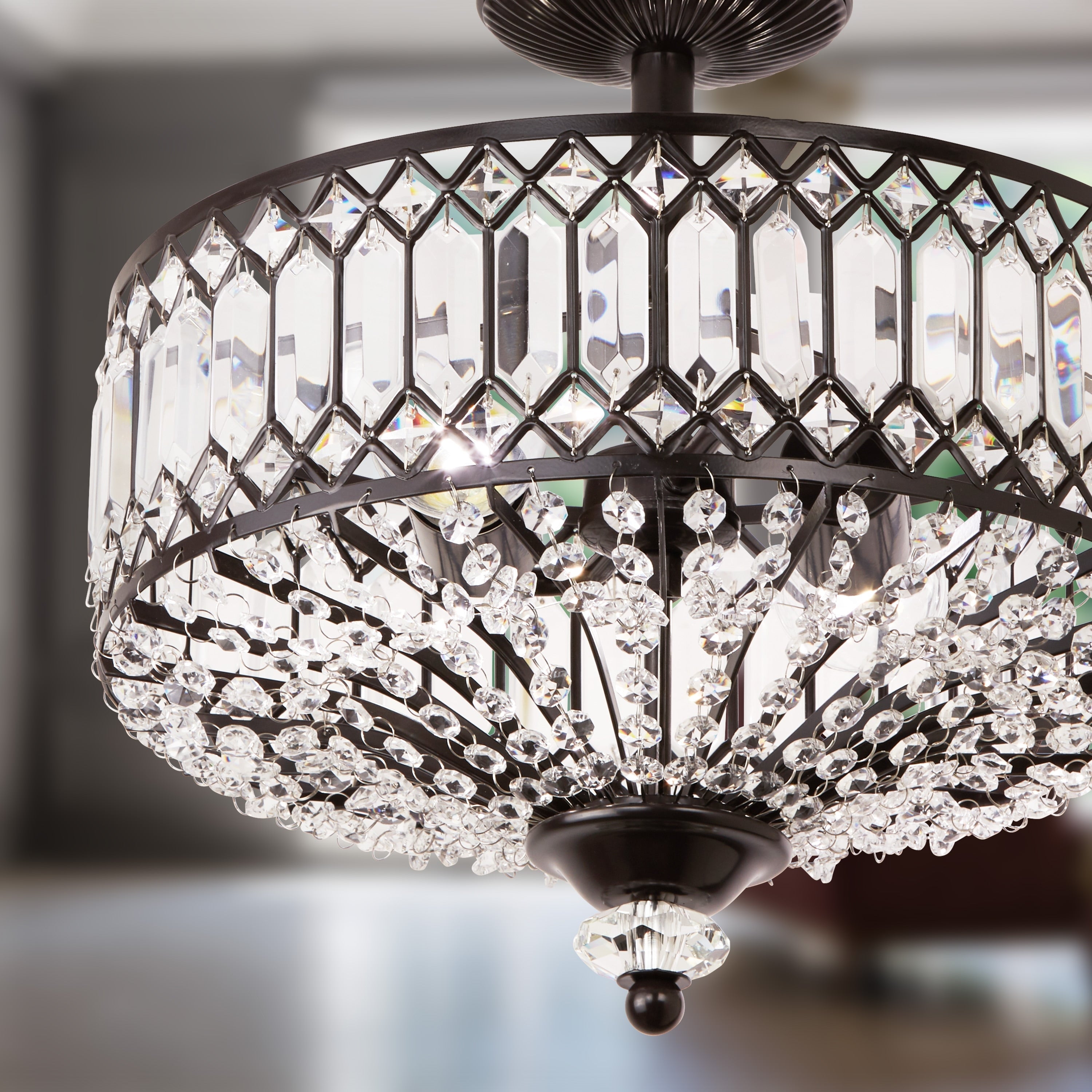 Luminaire semi-encastré en verre à plusieurs niveaux Silver Orchid Furey, bronze/or - 14,75 L x 14,75 l x 15,25 H