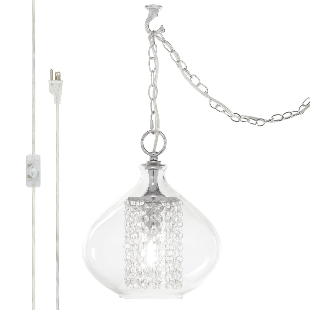 Pendentif en verre et cristal à facettes en forme d'orchidée argentée, à brancher ou à accrocher