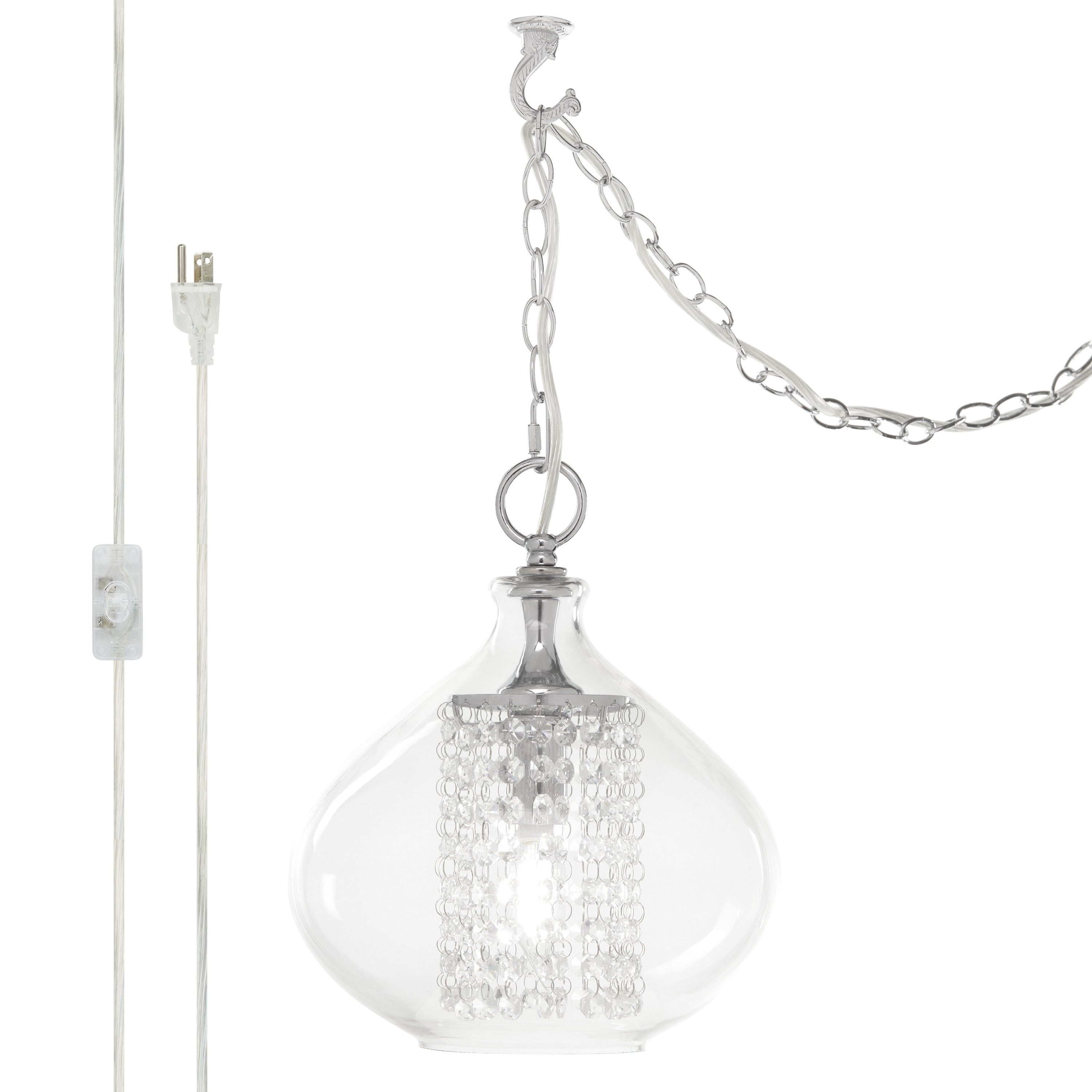 Pendentif en verre et cristal à facettes en forme d'orchidée argentée, à brancher ou à accrocher