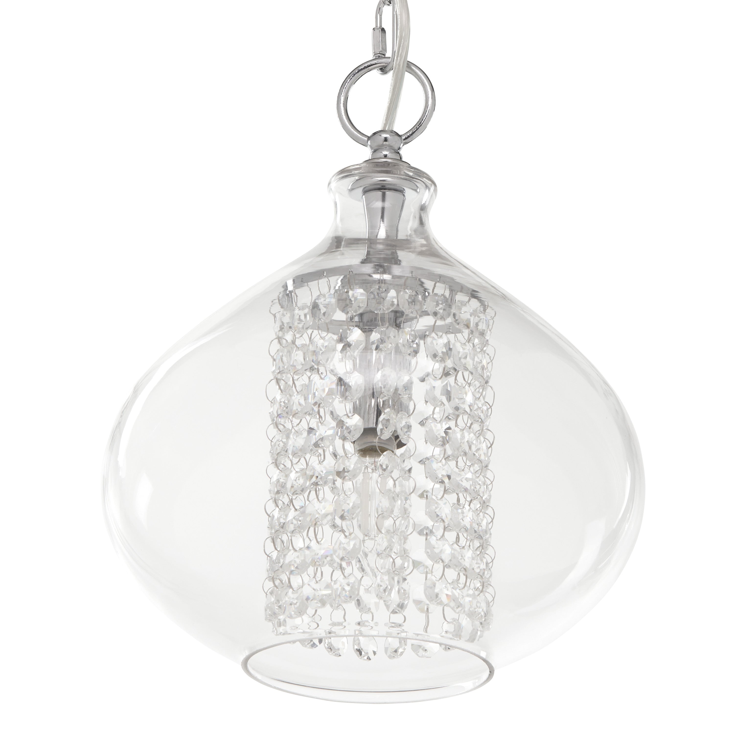 Pendentif en verre et cristal à facettes en forme d'orchidée argentée, à brancher ou à accrocher