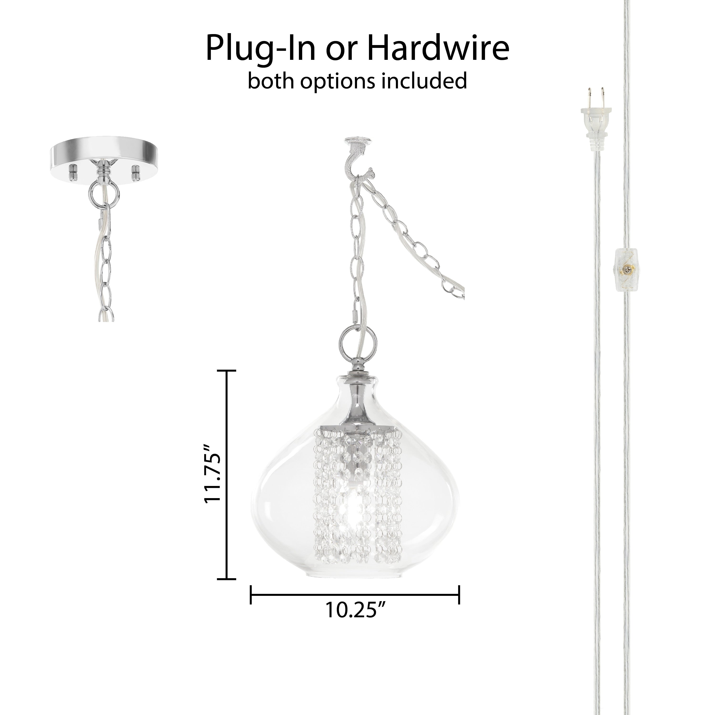 Pendentif en verre et cristal à facettes en forme d'orchidée argentée, à brancher ou à accrocher