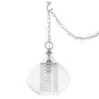 Pendentif en verre et cristal à facettes en forme d'orchidée argentée, à brancher ou à accrocher