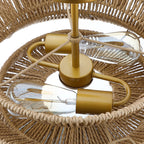 Plafonnier semi-encastré Silvia à 2 lumières en corde tressée de style bohème - 40,6 cm de largeur