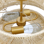Plafonnier semi-encastré Silvia à 2 lumières en corde tressée de style bohème - 40,6 cm de largeur