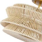 Plafonnier semi-encastré Silvia à 2 lumières en corde tressée de style bohème - 40,6 cm de largeur