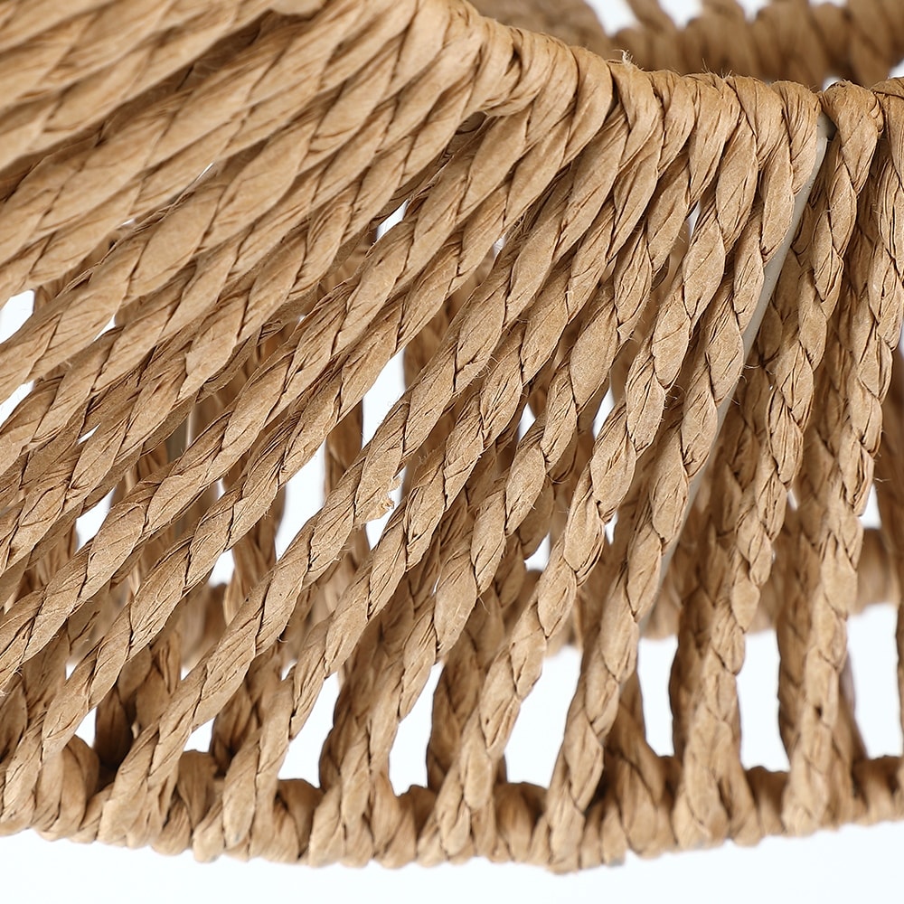 Plafonnier semi-encastré Silvia à 2 lumières en corde tressée de style bohème - 40,6 cm de largeur
