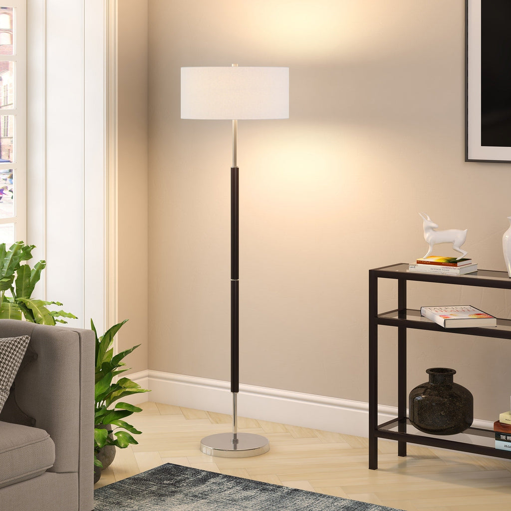 Lampadaire Simone à 2 lumières avec abat-jour en tissu