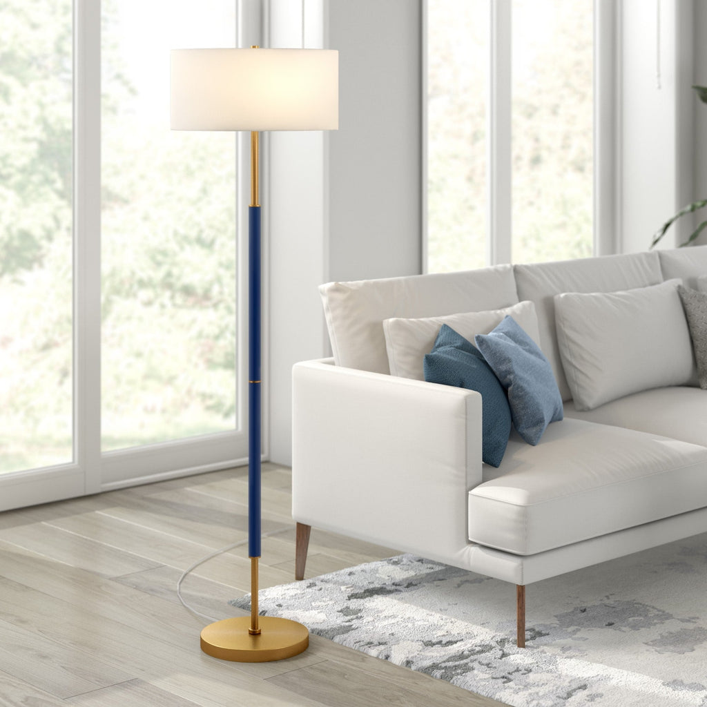 Lampadaire Simone à 2 lumières avec abat-jour en tissu