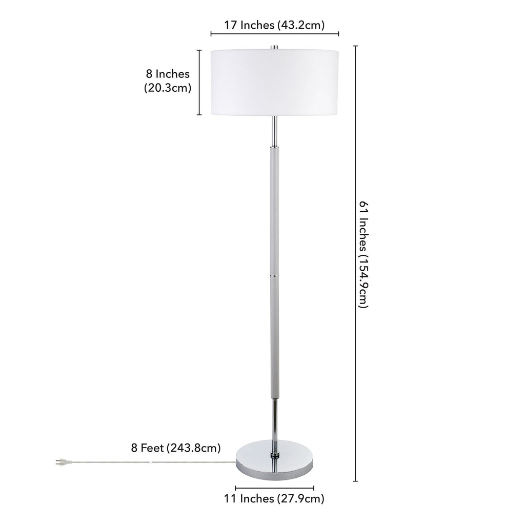 Lampadaire Simone à 2 lumières avec abat-jour en tissu