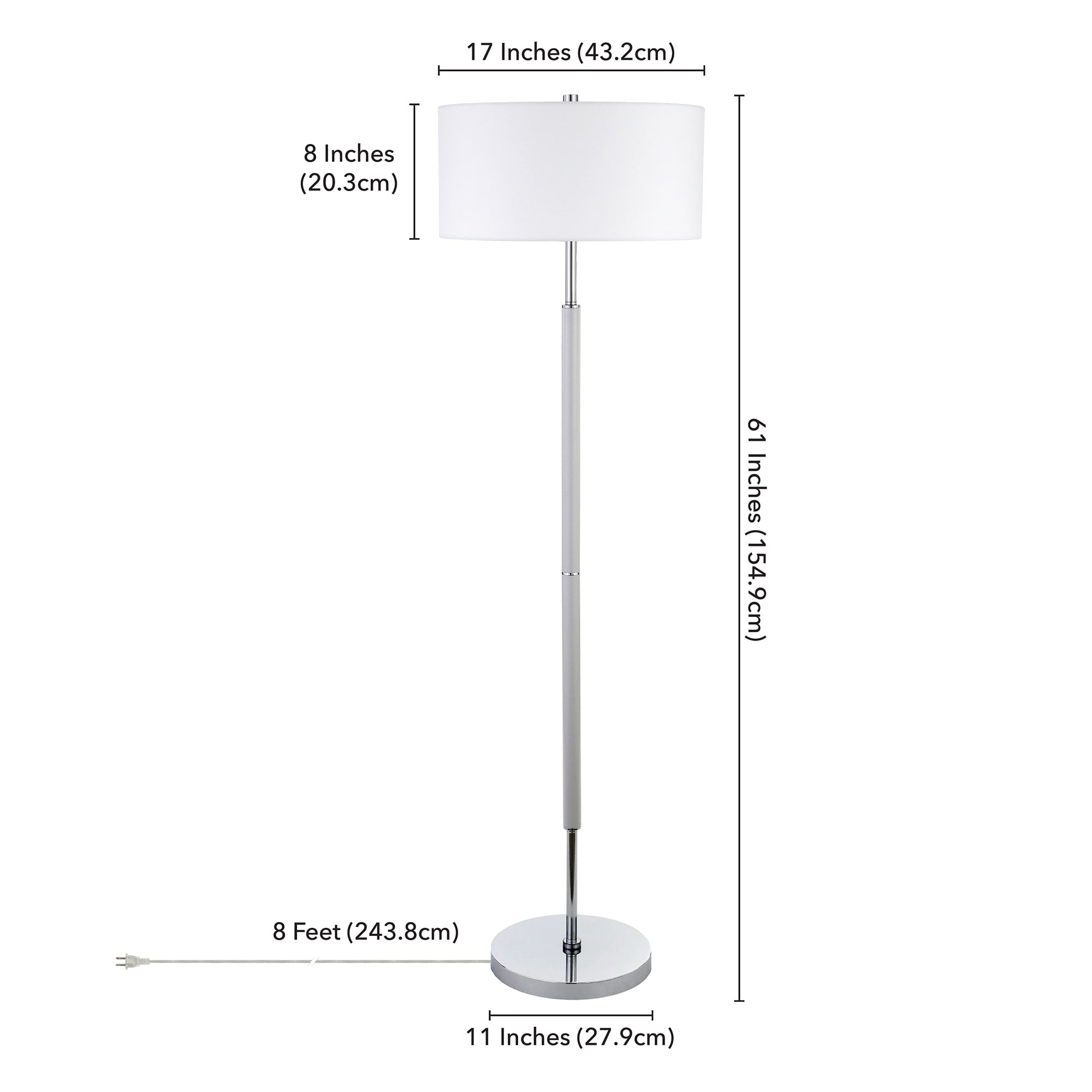 Lampadaire Simone à 2 lumières avec abat-jour en tissu