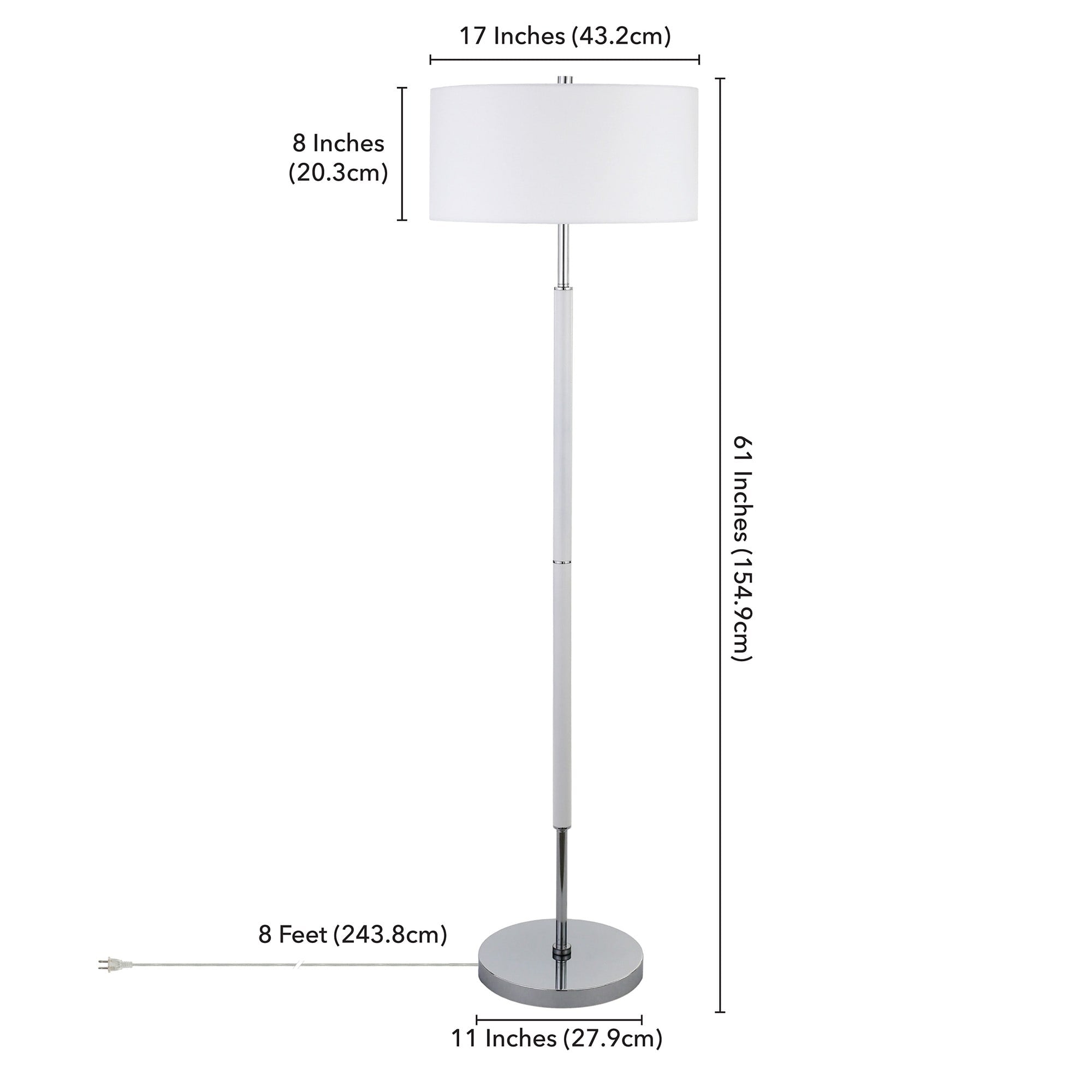 Lampadaire Simone à 2 lumières avec abat-jour en tissu