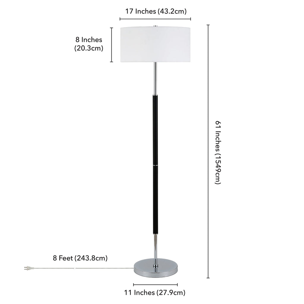 Lampadaire Simone à 2 lumières avec abat-jour en tissu
