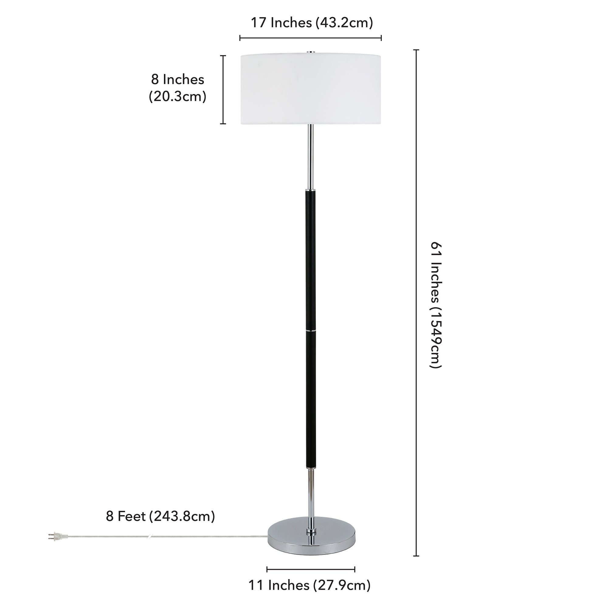Lampadaire Simone à 2 lumières avec abat-jour en tissu