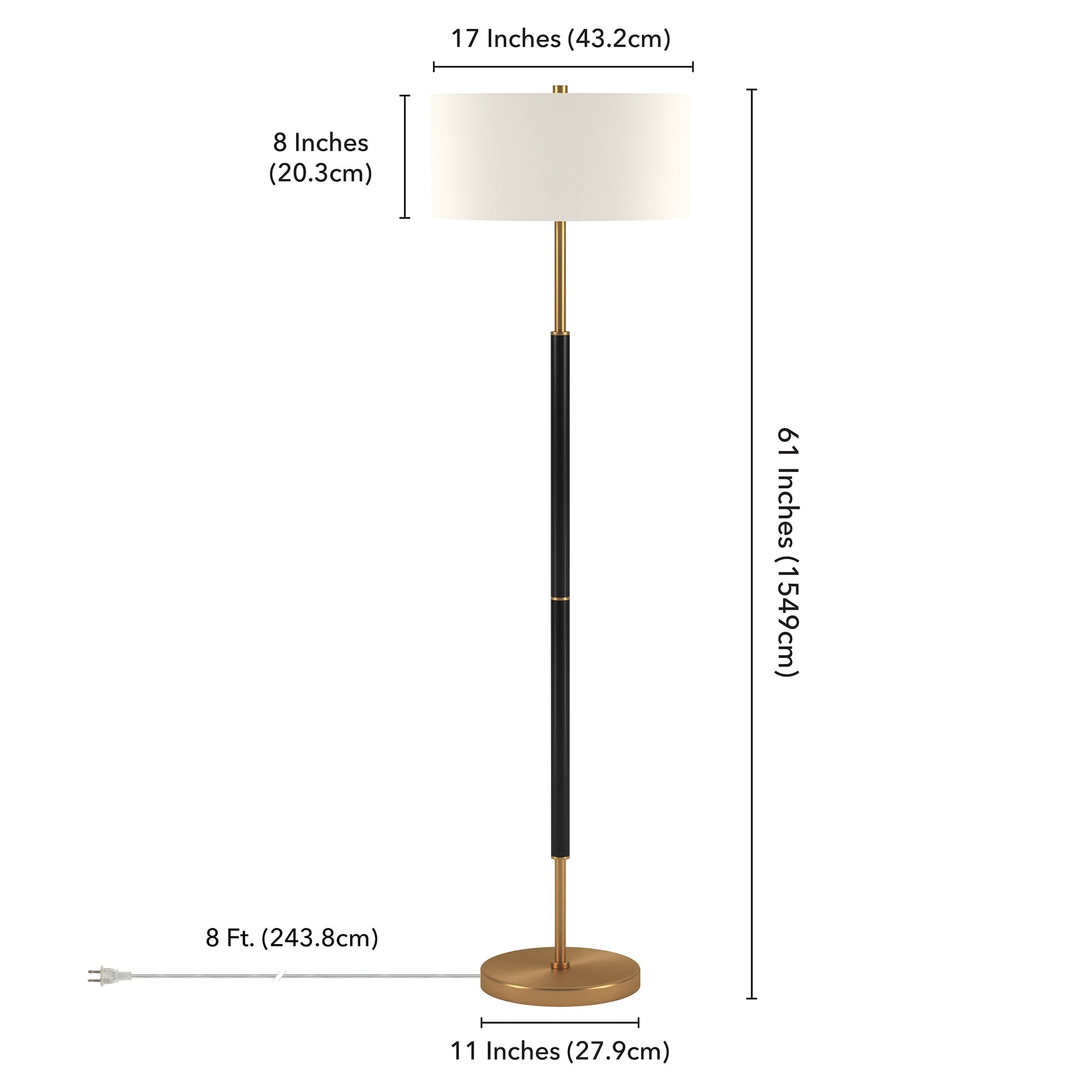 Lampadaire Simone à 2 lumières avec abat-jour en tissu