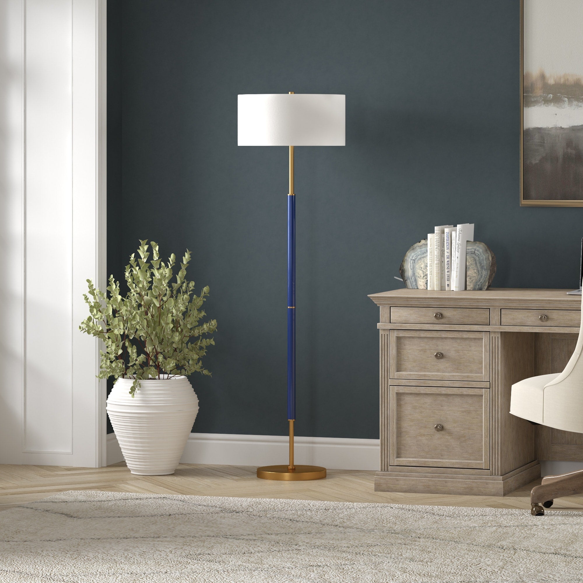 Lampadaire Simone à 2 lumières avec abat-jour en tissu