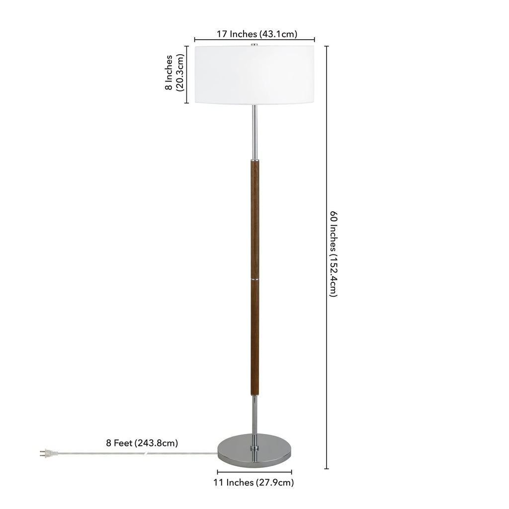 Lampadaire Simone à 2 lumières avec abat-jour en tissu