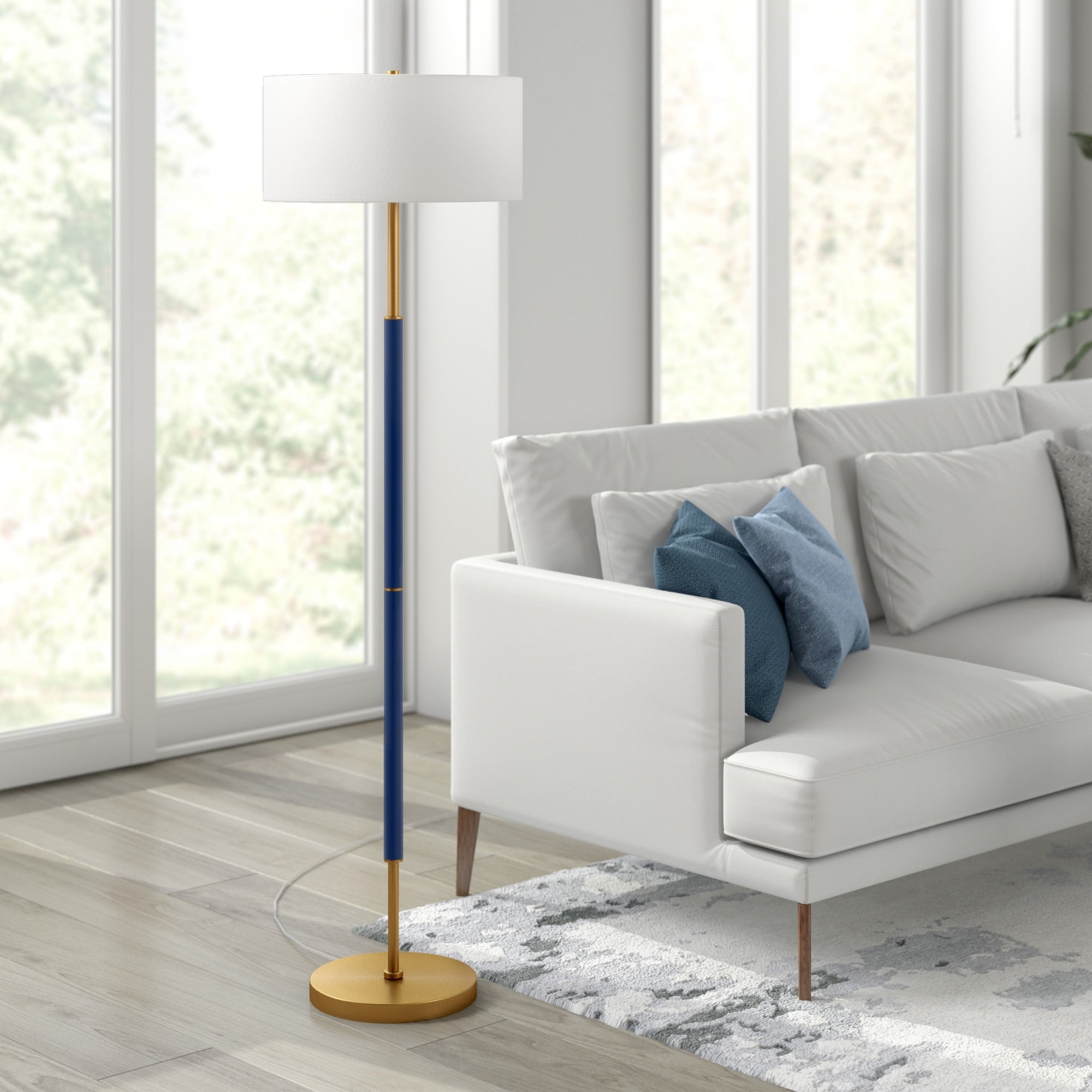 Lampadaire Simone à 2 lumières avec abat-jour en tissu