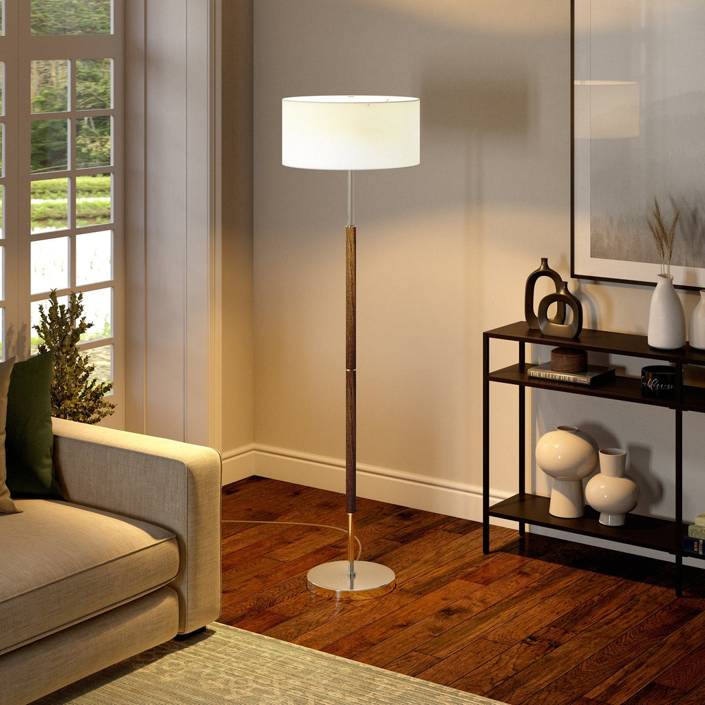 Lampadaire Simone à 2 lumières avec abat-jour en tissu