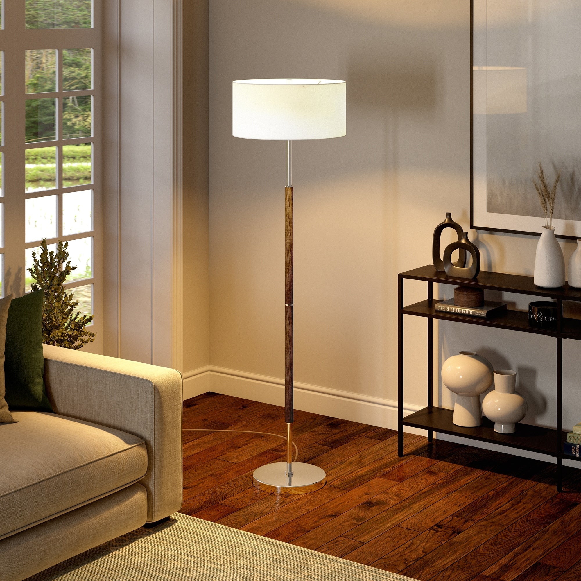 Lampadaire Simone à 2 lumières avec abat-jour en tissu